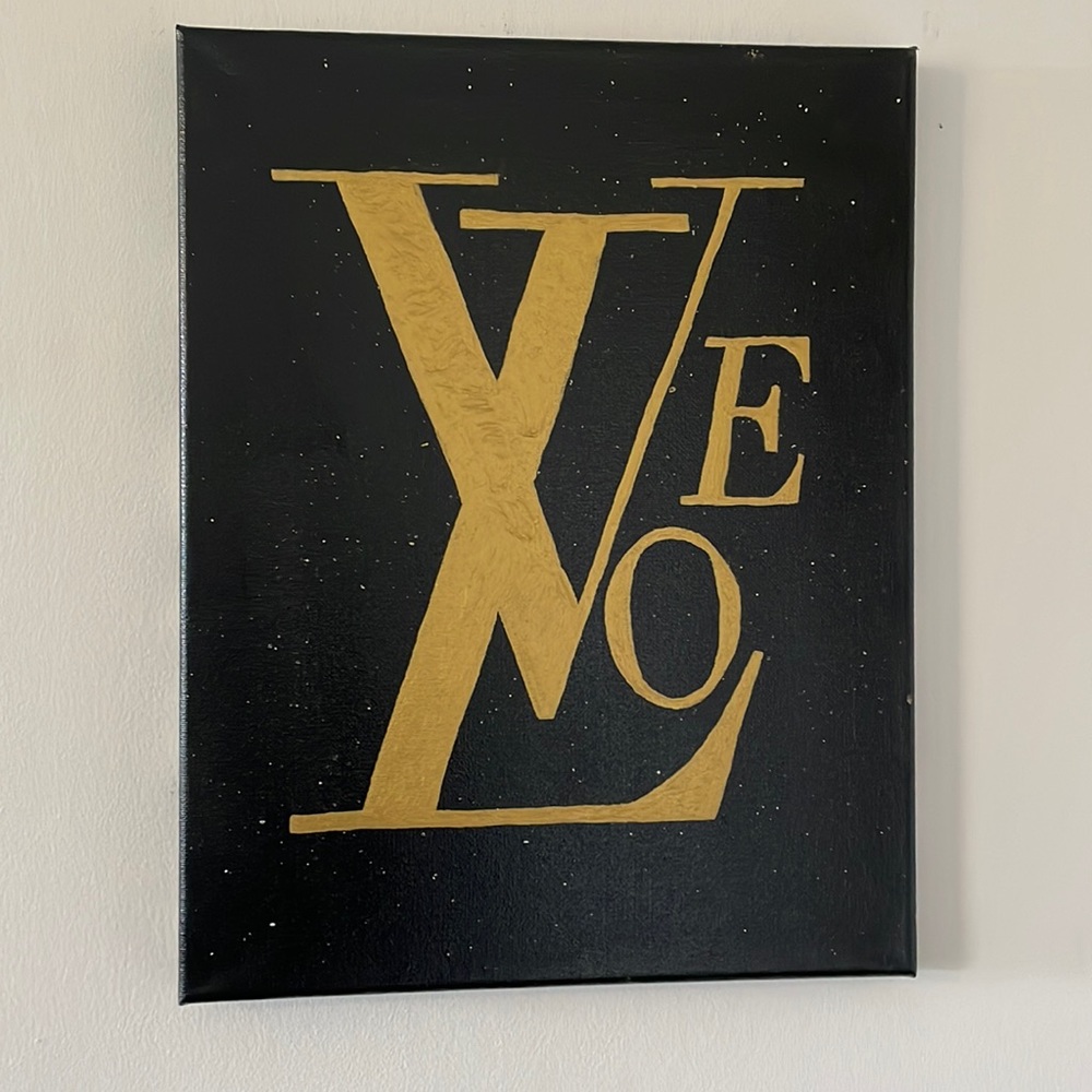 11x14 Hand Painted LV painting black and gold